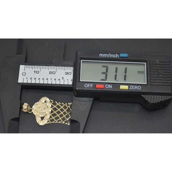 Real 10k Solid Yellow Gold Basket Ball Sports Charm Pendant 1.5 gr 31.1 mm - Picture 4 of 7